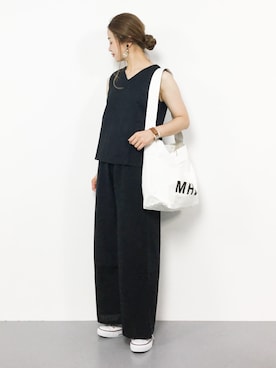 「Pierrot（ピエロ）のアイテム（つなぎ/オールインワン）」を使った、isaさん（レディース・155cm）の夏コーディネート