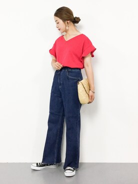 「BLISS POINT（ブリスポイント）のアイテム（Tシャツ/カットソー）」を使った、isaさん（レディース・155cm）の夏コーディネート