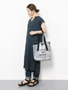 「RED CHOP WORKS（レッドチョップワークス）のアイテム（ワンピース/ドレス）」を使った、isaさん（レディース・155cm）の夏コーディネート