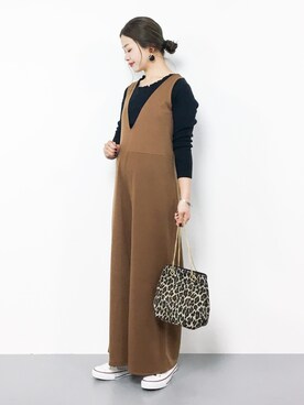 「IMAGE COLLECTION（イマージュコレクション）のアイテム（サロペット/オーバーオール）」を使った、isaさん（レディース・155cm）の夏コーディネート