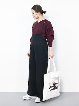「NANO universe（ナノユニバース）のアイテム（サロペット/オーバーオール）」を使った、isaさん（レディース・155cm）の夏コーディネート