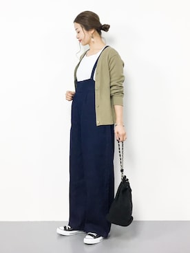 「classicalelf（クラシカルエルフ）のアイテム（オールインワン・サロペット）」を使った、isaさん（レディース・155cm）の秋コーディネート