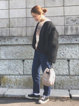 「アイラブCONVERSE」｜isaさん（レディース・155cm）の冬コーディネート