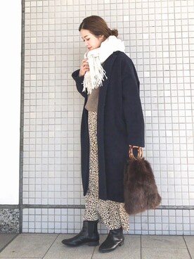 「ISOOK（アイスー）のアイテム（スカート）」を使った、isaさん（レディース・155cm）の冬コーディネート