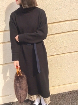 「ISOOK（アイスー）のアイテム（スカート）」を使った、isaさん（レディース・155cm）の冬コーディネート