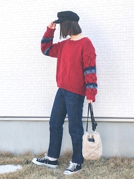 「CONVERSE（コンバース）のアイテム（ハンドバッグ）」を使った、isaさん（レディース・155cm）の冬コーディネート