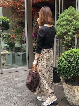 「ISOOK（アイスー）のアイテム（スカート）」を使った、isaさん（レディース・155cm）の秋コーディネート