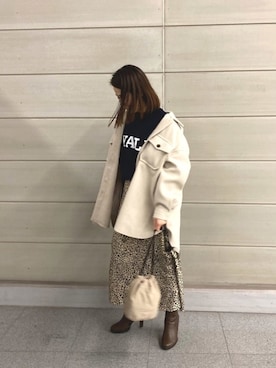 「ISOOK（アイスー）のアイテム（スカート）」を使った、isaさん（レディース・155cm）の冬コーディネート