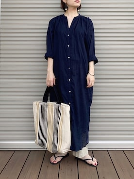 「A part by（アパートバイ）のアイテム（シャツワンピース）」を使った、isaさん（レディース・155cm）の夏コーディネート