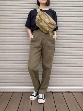 「MYSTERY RANCH（ミステリーランチ）のアイテム（ボディバッグ/ウエストポーチ）」を使った、isaさん（レディース・155cm）の夏コーディネート