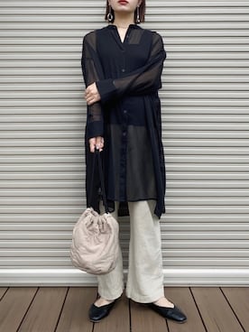 「シアーワンピース」｜「アイテム（バレエシューズ）」を使った、isaさん（レディース・155cm）の秋コーディネート