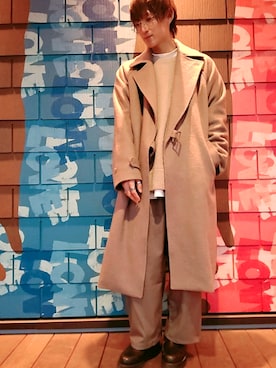 「shiki tokyo（シキトウキョウ）のアイテム（トレンチコート）」を使った、masaさん（メンズ・171cm）の冬コーディネート