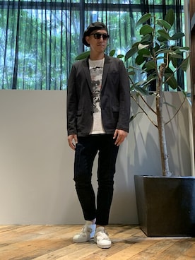 「ロックT」｜「アイテム（セットアップ）」を使った、Tsudakaさん（メンズ・176cm）の夏コーディネート