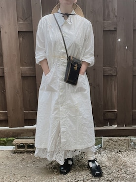 「古着好きな人と繋がりたい」｜「アイテム（シャツワンピース）」を使った、kinさん（レディース・158cm）の夏コーディネート