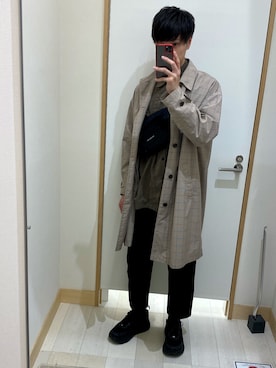 「アイテム（ステンカラーコート）」を使った、Shou.13さん（メンズ・176cm・20代）の春コーディネート