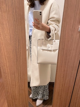 「niko and...（ニコアンド）のアイテム（ノーカラージャケット）」を使った、riccaさん（レディース・155cm）の冬コーディネート