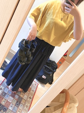 「HEART MARKET（ハートマーケット）のアイテム（シャツ/ブラウス、イエロー系）」を使った、瑠愛さん（レディース・152cm）の夏コーディネート