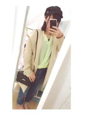 「CECIL McBEE（セシルマクビー）のアイテム（トレンチコート）」を使った、まーさん（レディース・153cm）の春コーディネート