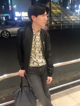 「ALLSAINTS（オールセインツ）のアイテム（ブルゾン）」を使った、然さん（メンズ・171cm）の冬コーディネート