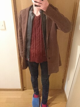 「JOURNAL STANDARD relume（ジャーナルスタンダード　レリューム）のアイテム（ライダースジャケット）」を使った、yoyokeiさん（メンズ・174cm）の冬コーディネート