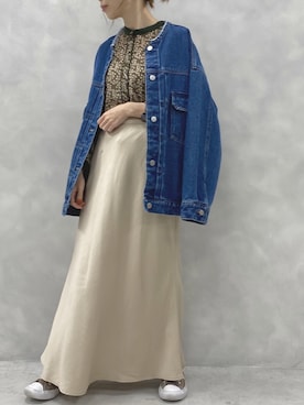 「ラブアンドピース2020」｜「アイテム（デニムジャケット）」を使った、りーちゃんさん（レディース・149cm）の秋コーディネート
