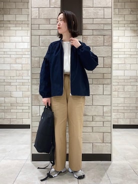 「coen（コーエン）のアイテム（ブルゾン）」を使った、coenかつきさん（レディース・163cm）の春コーディネート