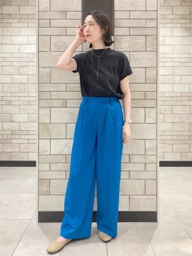 「涼しくて軽い「涼・軽パンツ」」｜「アイテム（スリッポン）」を使った、coenかつきさん（レディース・163cm）の夏コーディネート