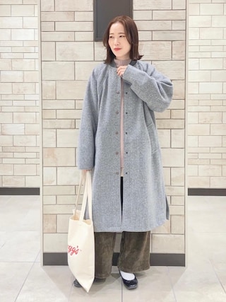 coen（コーエン）の「ヘリンボーンスポーツロングコート（ノーカラー