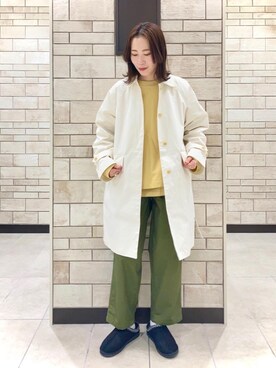 「coen（コーエン）のアイテム（ステンカラーコート）」を使った、coenかつきさん（レディース・163cm）の冬コーディネート