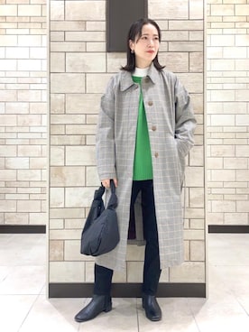 「coen（コーエン）のアイテム（ステンカラーコート）」を使った、coenかつきさん（レディース・163cm）の秋コーディネート