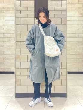 「coen（コーエン）のアイテム（モッズコート）」を使った、coenかつきさん（レディース・163cm）の冬コーディネート