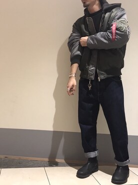 「Blundstone（ブランドストーン）のBlundstone/ブランドストーン　ｻｲﾄﾞｺﾞｱﾌﾞｰﾂ Men's（ブーツ）」を使った、Kisumi Matsushitaさん（メンズ・172cm）の秋コーディネート
