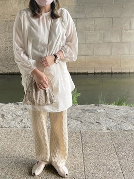 「プリーツバッグ」｜「アイテム（帽子）」を使った、chimiさん（レディース・156cm）の春コーディネート