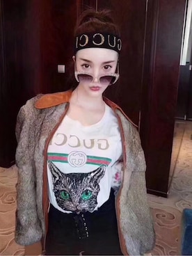 「GUCCI（グッチ）の【翌日発送】GUCCI (グッチ) Ｔシャツ  半袖  刺繍  プリント　カットソー トップスima-1821（Tシャツ/カットソー、その他）」を使った、vocalさん（レディース・169cm）の夏コーディネート