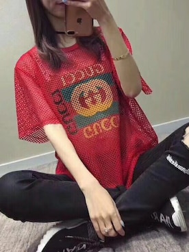 「GUCCI（グッチ）の【翌日発送】GUCCI (グッチ)  トップス  Ｔシャツ  半袖   カジュアル ima-605（Tシャツ/カットソー、その他）」を使った、vocalさん（レディース・169cm）の夏コーディネート