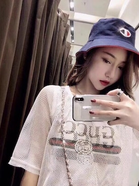 「GUCCI（グッチ）の【翌日発送】GUCCI (グッチ)  トップス  Ｔシャツ  半袖   カジュアル ima-605（Tシャツ/カットソー、その他）」を使った、vocalさん（レディース・169cm）の夏コーディネート