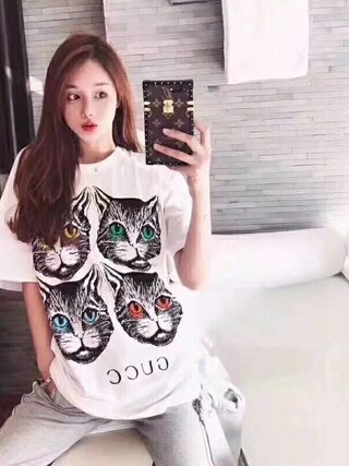 GUCCI（グッチ）の「【翌日発送】GUCCI (グッチ) Tシャツ 半袖 猫