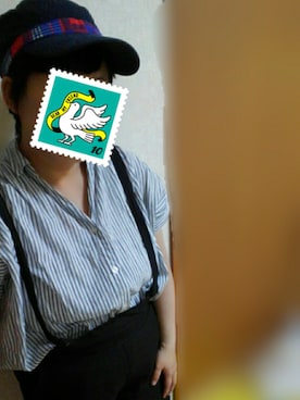 「Fabric Jamのアイテム（シャツ/ブラウス、ブルー系）」を使った、夕梨さん（レディース・147cm）の夏コーディネート