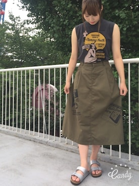 HYSTERIC GLAMOUR キャミソール カーキ HYSTERIC GLAMOURのキャミソールを使った「カーキ」のレディース