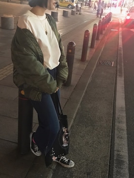 「RNA」｜「アイテム（ミリタリージャケット）」を使った、haruさん（レディース・163cm）の春コーディネート