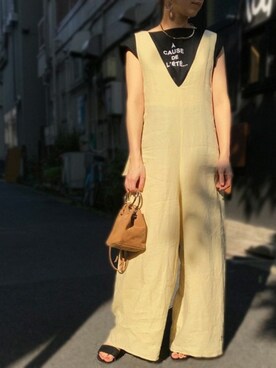 「Rouge vif（ルージュヴィフ）のアイテム（オールインワン・サロペット）」を使った、ABAHOUSE ONLINE LADIES_STAFFさん（レディース・158cm）の春コーディネート