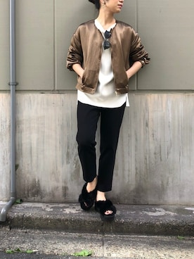 「qualite（カリテ）のアイテム（ブルゾン）」を使った、ABAHOUSE ONLINE LADIES_STAFFさん（レディース・153cm）の秋コーディネート