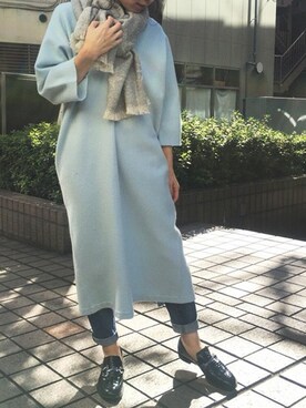 「水色」｜「アイテム（チェスターコート）」を使った、ABAHOUSE ONLINE LADIES_STAFFさん（レディース・153cm）の秋コーディネート