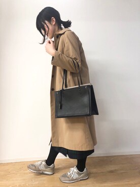 「collex（コレックス）のアイテム（ステンカラーコート）」を使った、ABAHOUSE ONLINE LADIES_STAFFさん（レディース・160cm）の冬コーディネート