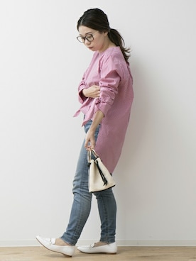 「アイテム（シャツ/ブラウス、ピンク系）」を使った、ABAHOUSE ONLINE LADIES_STAFFさん（レディース・149cm）の冬コーディネート