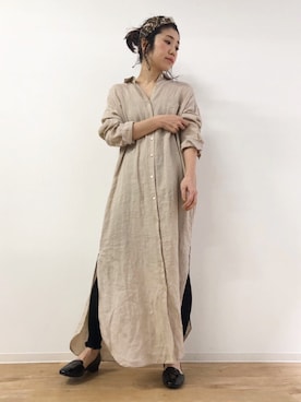 「Rouge vif（ルージュヴィフ）のアイテム（シャツワンピース）」を使った、ABAHOUSE ONLINE LADIES_STAFFさん（レディース・160cm）の冬コーディネート