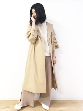 「アイテム（パーカー、ホワイト系）」を使った、ABAHOUSE ONLINE LADIES_STAFFさん（レディース・160cm）の春コーディネート