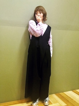 「Green　Parks（グリーンパークス）のアイテム（サロペット/オーバーオール）」を使った、じょいさん（レディース・154cm）の春コーディネート