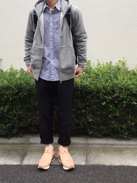 「LOOPWHEELER（ループウィラー）のアイテム（パーカー）」を使った、3rdさん（メンズ・170cm）の秋コーディネート