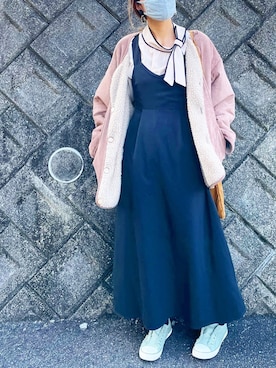 「chocomee（チョコミー）のアイテム（その他アウター）」を使った、ｒｕｒｉさん（レディース・158cm）の冬コーディネート